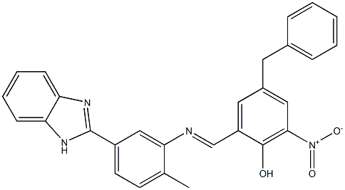 2-({[5-(1H-benzimidazol-2-yl)-2-methylphenyl]imino}methyl)-4-benzyl-6-nitrophenol Structure