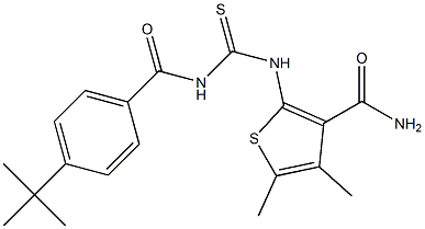 2-[({[4-(tert-butyl)benzoyl]amino}carbothioyl)amino]-4,5-dimethyl-3-thiophenecarboxamide Struktur