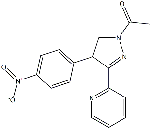 1-アセチル-4-(4-ニトロフェニル)-3-(ピリジン-2-イル)-2-ピラゾリン 化学構造式