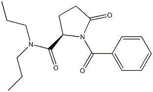 (2R)-1-ベンゾイル-5-オキソ-N,N-ジプロピル-2-ピロリジンカルボアミド 化学構造式