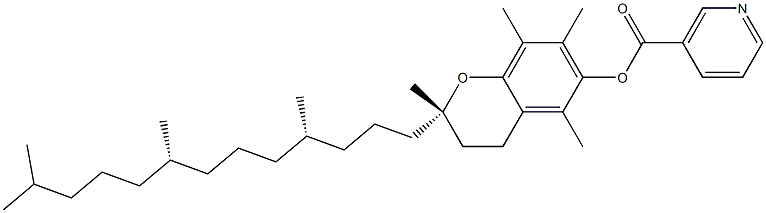 3-ピリジンカルボン酸[(2S)-3,4-ジヒドロ-2,5,7,8-テトラメチル-2-[(4S,8S)-4,8,12-トリメチルトリデシル]-2H-1-ベンゾピラン]-6-イル 化学構造式