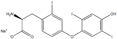 (S)-2-アミノ-3-[4-(4-ヒドロキシ-2,5-ジヨードフェノキシ)-2-ヨードフェニル]プロパン酸ナトリウム 化学構造式