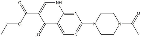 2-(4-アセチル-1-ピペラジニル)-5-オキソ-5,8-ジヒドロピリド[2,3-d]ピリミジン-6-カルボン酸エチル 化学構造式