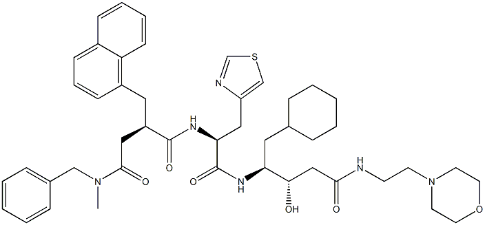 (3S,4S)-3-Hydroxy-5-cyclohexyl-4-[[(2S)-3-(4-thiazolyl)-2-[[(2R)-2-[N-benzyl-N-methylaminocarbonylmethyl]-3-(1-naphthalenyl)propionyl]amino]propionyl]amino]-N-(2-morpholinoethyl)valeramide