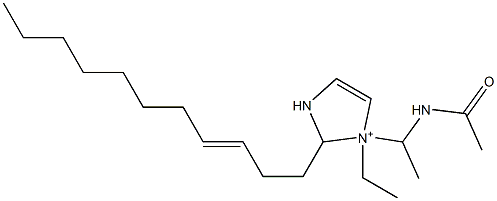 1-[1-(アセチルアミノ)エチル]-1-エチル-2-(3-ウンデセニル)-4-イミダゾリン-1-イウム 化学構造式