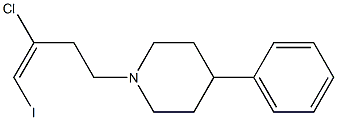1-[(E)-3-クロロ-4-ヨード-3-ブテニル]-4-フェニルピペリジン 化学構造式