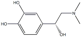 (-)-4-[(R)-2-(ジメチルアミノ)-1-ヒドロキシエチル]-1,2-ベンゼンジオール 化学構造式