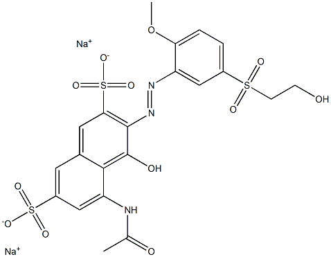 5-アセチルアミノ-4-ヒドロキシ-3-[5-(2-ヒドロキシエチルスルホニル)-2-メトキシフェニルアゾ]-2,7-ナフタレンジスルホン酸二ナトリウム 化学構造式