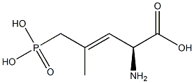 (S,E)-2-アミノ-4-メチル-5-ホスホノ-3-ペンテン酸 化学構造式