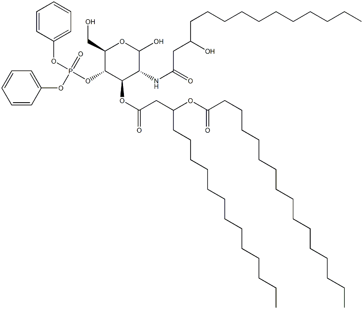 4-O-(Diphenoxyphosphinyl)-3-O-[3-(palmitoyloxy)palmitoyl]-2-[(3-hydroxymyristoyl)amino]-2-deoxy-D-glucopyranose 结构式