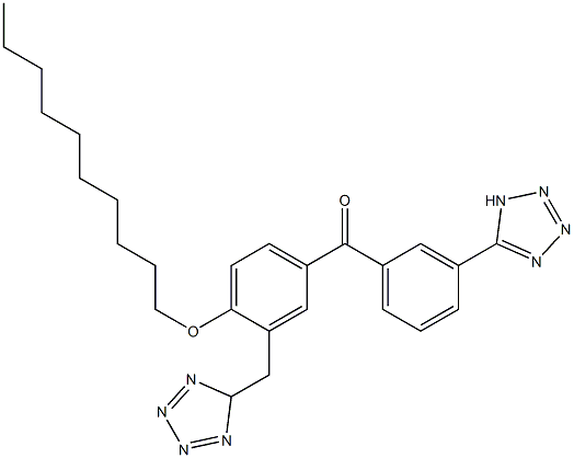 4-デシルオキシ-3'-(1H-テトラゾール-5-イル)-3-(5H-テトラゾール-5-イルメチル)ベンゾフェノン 化学構造式