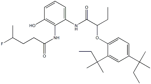 6-(4-フルオロペンタノイルアミノ)-5-[2-(2,4-ジ-tert-アミルフェノキシ)ブチリルアミノ]フェノール 化学構造式