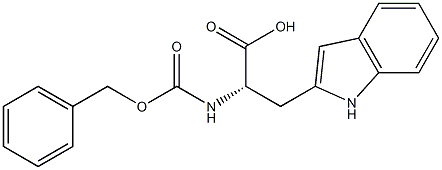 (S)-2-(ベンジルオキシカルボニルアミノ)-3-(1H-インドール-2-イル)プロピオン酸 化学構造式