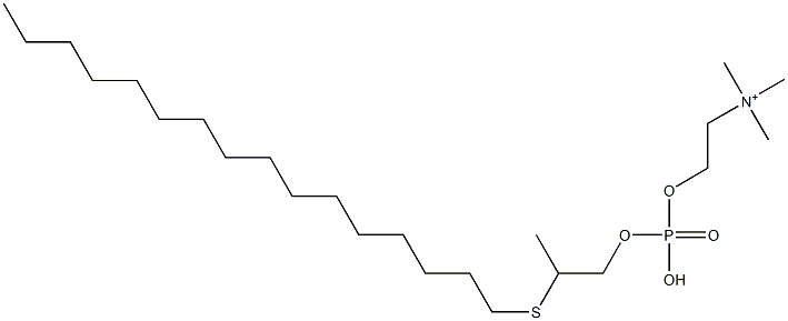 O-[ヒドロキシ(2-ヘキサデシルチオプロピルオキシ)ホスフィニル]コリン 化学構造式