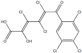 (2E,4E)-2-ヒドロキシ-3,4,5-トリクロロ-6-オキソ-6-(2,4,5-トリクロロフェニル)-2,4-ヘキサジエン酸 化学構造式