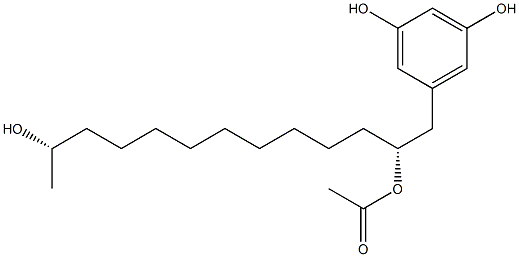 Acetic acid (1R,11S)-11-hydroxy-1-(3,5-dihydroxybenzyl)dodecyl ester 结构式