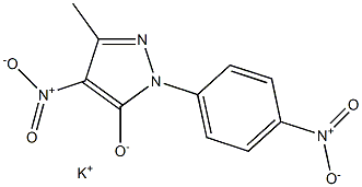 カリウム2-(4-ニトロフェニル)-5-メチル-4-ニトロ-2H-ピラゾール-3-オラート 化学構造式