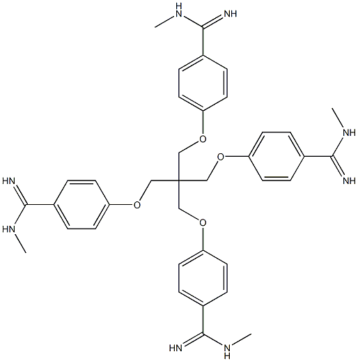 4,4',4'',4'''-[メタンテトライルテトラキス(メチレンオキシ)]テトラキス(N1-メチルベンズアミジン) 化学構造式
