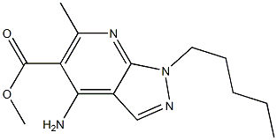 1-ペンチル-4-アミノ-6-メチル-1H-ピラゾロ[3,4-b]ピリジン-5-カルボン酸メチル 化学構造式