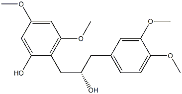 [S,(-)]-1-(3,4-ジメトキシフェニル)-3-(2-ヒドロキシ-4,6-ジメトキシフェニル)-2-プロパノール 化学構造式