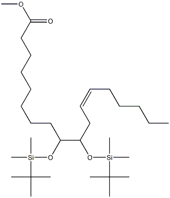 (Z)-9,10-ビス[(tert-ブチルジメチルシリル)オキシ]-12-オクタデセン酸メチル 化学構造式