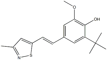 4-[(E)-2-(3-メチル-5-イソチアゾリル)エテニル]-2-tert-ブチル-6-メトキシ-フェノール 化学構造式