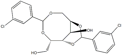 2-O,6-O:3-O,5-O-Bis(3-chlorobenzylidene)-D-glucitol Struktur
