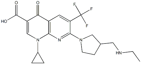 6-(Trifluoromethyl)-1,4-dihydro-1-cyclopropyl-4-oxo-7-[3-[(ethylamino)methyl]pyrrolidin-1-yl]-1,8-naphthyridine-3-carboxylic acid