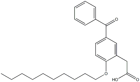 2-(デシルオキシ)-5-[ベンゾイル]ベンゼン酢酸 化学構造式