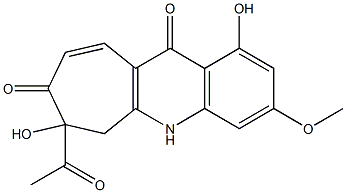 7-アセチル-1,7-ジヒドロキシ-3-メトキシ-6,7-ジヒドロ-5H-シクロヘプタ[b]キノリン-8,11-ジオン 化学構造式