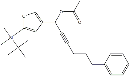 酢酸1-[5-(tert-ブチルジメチルシリル)-3-フリル]-6-フェニル-2-ヘキシニル 化学構造式