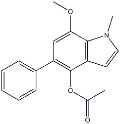 4-アセトキシ-5-フェニル-7-メトキシ-1-メチル-1H-インドール 化学構造式