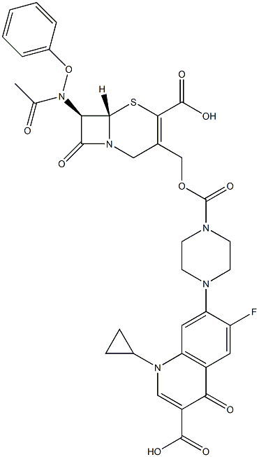 (7R)-7-[Phenoxyacetylamino]-3-[[4-[(1-cyclopropyl-6-fluoro-3-carboxy-1,4-dihydro-4-oxoquinolin)-7-yl]-1-piperazinylcarbonyloxy]methyl]cepham-3-ene-4-carboxylic acid