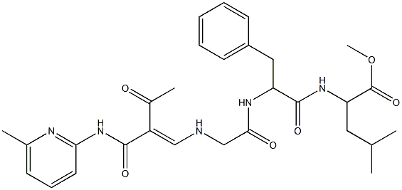 2-[[2-[2-[[2-アセチル-3-[(6-メチル-2-ピリジニル)アミノ]-3-オキソ-1-プロペニル]アミノ]アセチルアミノ]-3-フェニルプロピオニル]アミノ]-4-メチルペンタン酸メチル 化学構造式