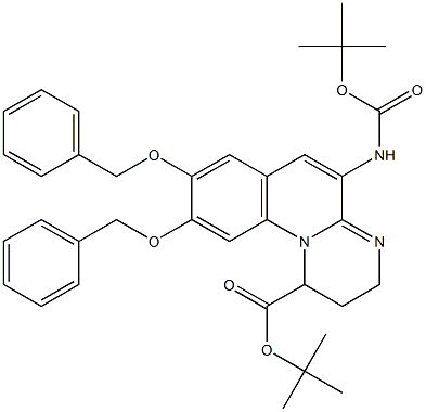 5-(tert-ブトキシカルボニル)アミノ-2,3-ジヒドロ-8,9-ビス(ベンジルオキシ)-1H-ピリミド[1,2-a]キノリン-1-カルボン酸tert-ブチル 化学構造式