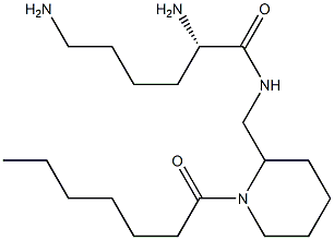 (2S)-2,6-ジアミノ-N-[(1-ヘプタノイル-2-ピペリジニル)メチル]ヘキサンアミド 化学構造式