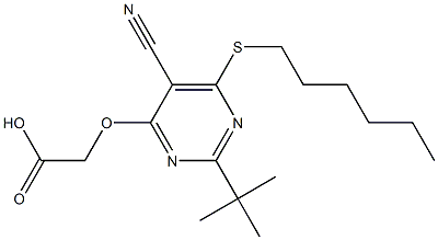 [2-tert-ブチル-5-シアノ-6-ヘキシルチオ-4-ピリミジニルオキシ]酢酸 化学構造式