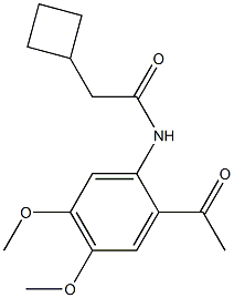 N-(2-アセチル-4,5-ジメトキシフェニル)シクロブチルアセトアミド 化学構造式
