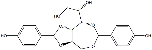 1-O,4-O:2-O,3-O-Bis(4-hydroxybenzylidene)-L-glucitol Struktur