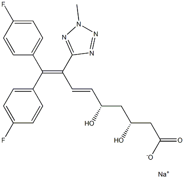 (3R,5S,6E)-9,9-Bis(4-fluorophenyl)-3,5-dihydroxy-8-(2-methyl-2H-tetrazol-5-yl)-6,8-nonadienoic acid sodium salt Structure