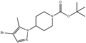 1-Piperidinecarboxylic acid, 4-(4-bromo-5-methyl-1H-pyrazol-1-yl)-, 1,1-dimethylethyl ester, 1076223-99-8, 结构式