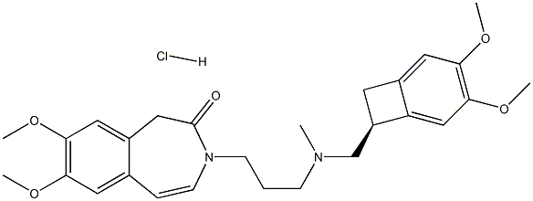 3-[3-({[(7S)-3,4-dimethoxybicyclo[4.2.0]octa-1,3,5-trien-7-yl]methyl}(methyl)amino)propyl]-7,8-dimethoxy-1,3-dihydro-2H-3-benzazepin-2-one hydrochloride Structure