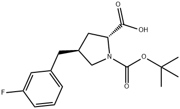 (2R,4S)-4-[(3-fluorophenyl)methyl]-1-[(2-methylpropan-2-yl)oxycarbonyl]pyrrolidine-2-carboxylic acid Structure