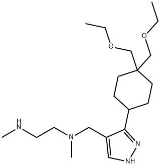 1,2-Ethanediamine, N1-[[3-[4,4-bis(ethoxymethyl)cyclohexyl]-1H-pyrazol-4-yl]methyl]-N1,N2-dimethyl- Structure