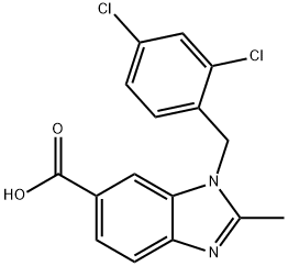 6-CARBOXY-1-(2,4-DICHLOROBENZYL)-2-METHYLBENZIMIDAZOLE 结构式