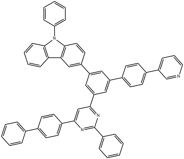 3-(3-(6-(biphenyl-4-yl)-2-phenylpyrimidin-4-yl)-5-chlorophenyl)-9-phenyl-9H-carbazole Structure