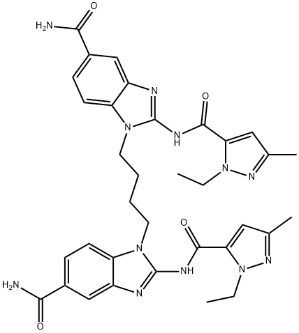 1H-Benzimidazole-5-carboxamide, 1,1'-(1,4-butanediyl)bis[2-[[(1-ethyl-3-methyl-1H-pyrazol-5-yl)carbonyl]amino]- Structure