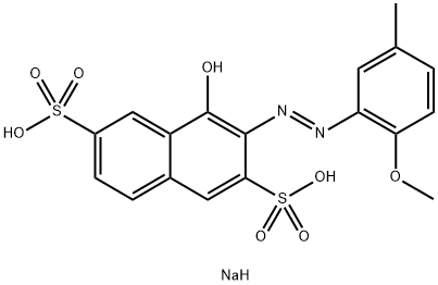 2,6-Naphthalenedisulfonic acid, 4-hydroxy-3-[(2-methoxy-5-methylphenyl)azo]-, disodium salt Structure