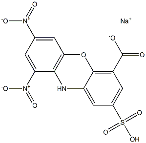10H-Phenoxazine-4-carboxylic acid, 7,9-dinitro-2-sulfo-, monosodium salt Structure