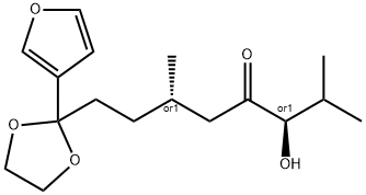 (3R,6S)-rel-8-[2-(3-furanyl)-1,3-dioxolan-2-yl]-3-hydroxy-2,6-dimethyl-4-Octanone Struktur